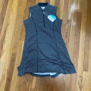 NWT Greg Norman Sleeveless Navy Floral Tile Performance Zip Dress